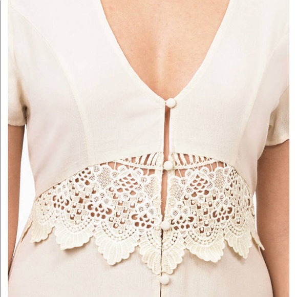 Tobi Cream Maxi Dress Lace Waist Cutout - Picture 3 of 14